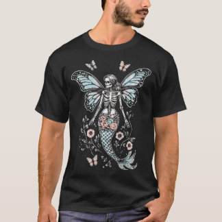 T-shirt Mystical Butterfly Wing Skeleton Mermaid