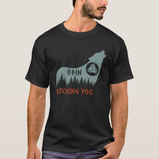 T-shirt Mythologie Norse Wolf Odin vous regarde Gjallarho