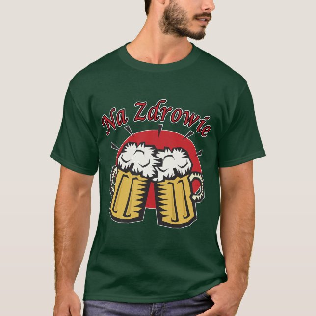 T-shirt Na Zdrowie Toast Avec Mugs De Bière (Devant)