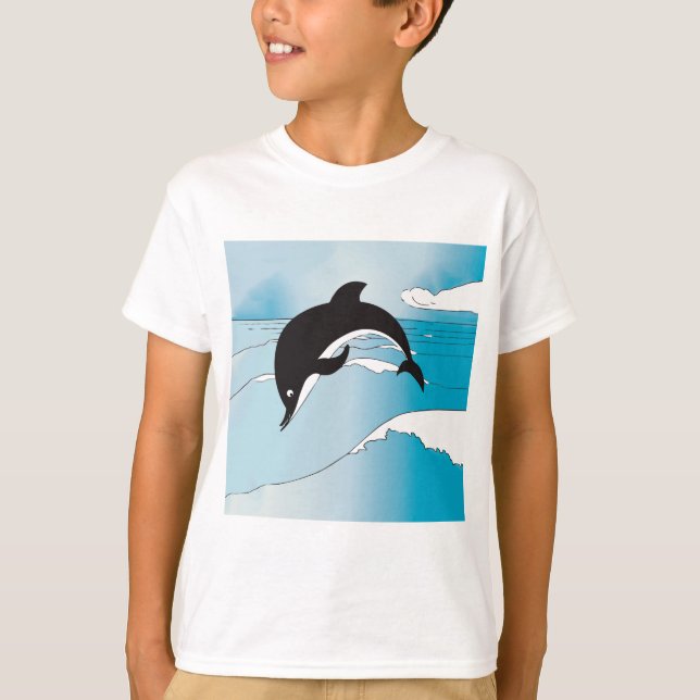 T-shirt Nager Avec Les Dauphins (Devant)