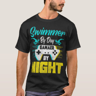 T-shirt Nager Par Joueur De Jour Par Nageur De Nuit Et Plo
