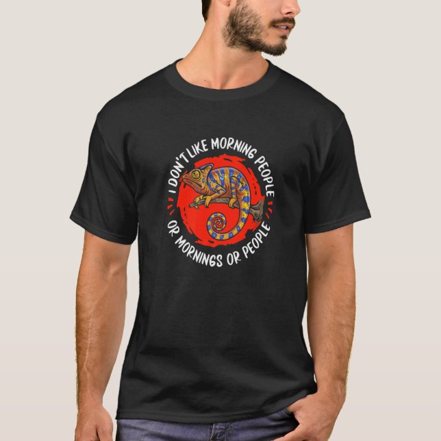 T-shirt N'aime pas les gens du matin, les matins ou les ge (Devant)