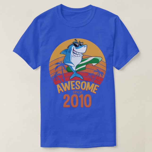 T-shirt Naissance de requin AA ans Surf stupéfiant depuis  (Design devant)