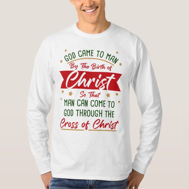 T-shirt Naissance et Croix de Jésus Christ Foi de Noël   (Devant)