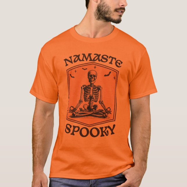 T-shirt Namaste Éffrayant Funny Skeleton Yoga Halloween (Devant)