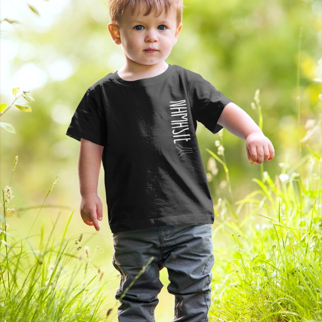 T-shirt Namaste texte moderne enfants noirs et blancs (Créateur téléchargé)