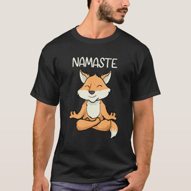 T-shirt Namaste Yoga Funny Fox méditation Exercice Animal (Devant)
