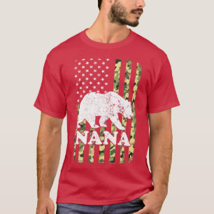 T-shirt Nana Bear Camping Randonnée Camouflage USA America
