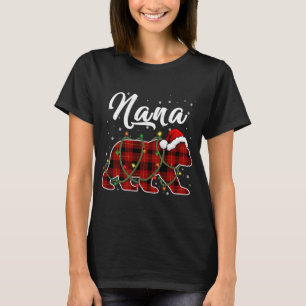 T-shirt Nana Bear Xmas Rouge Plaid Correspondance de famil