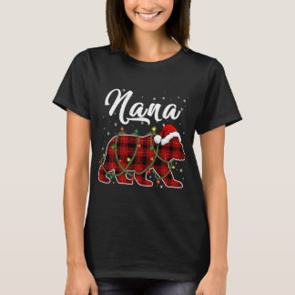 T-shirt Nana Bear Xmas Rouge Plaid Correspondance de famil
