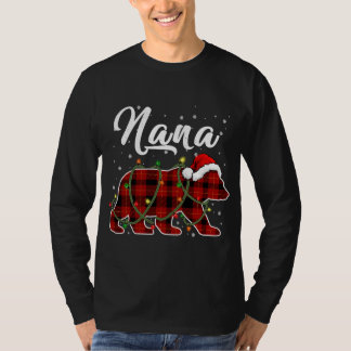 T-shirt Nana Bear Xmas Rouge Plaid Correspondance de famil