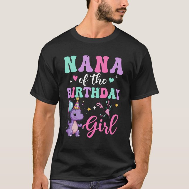 T-shirt Nana De L'Anniversaire Pour La Fille Dinosaure T-R (Devant)
