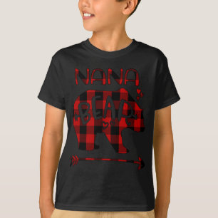 T-shirt Nana Ours Rouge Et Noir Buffle Plaid Ours Coeur A