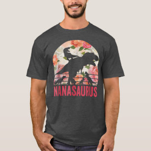T-shirt Nanasaurus Dinosaur Fleurs 4 Enfants Grand-mère