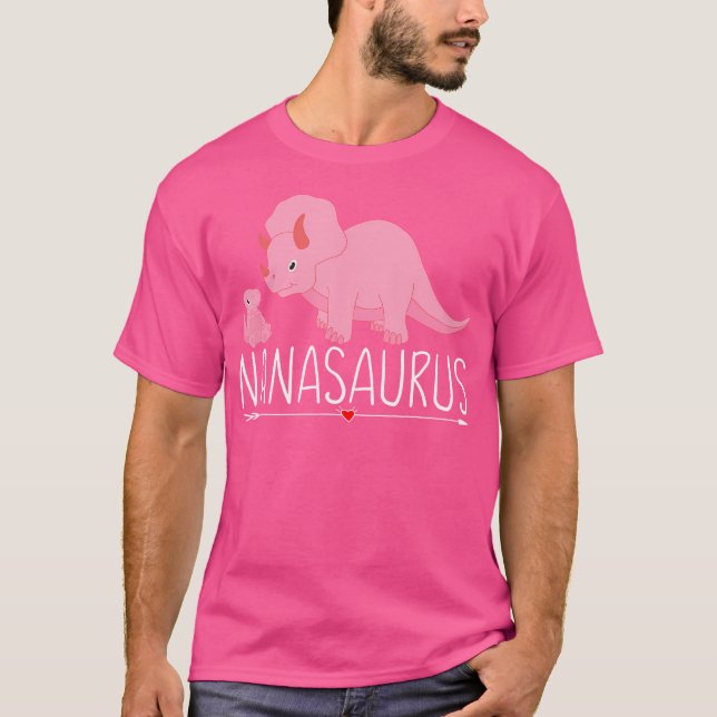 T-shirt Nanasaurus Nana Saurus Dino Dinosaure Rose Avec Ba (Devant)
