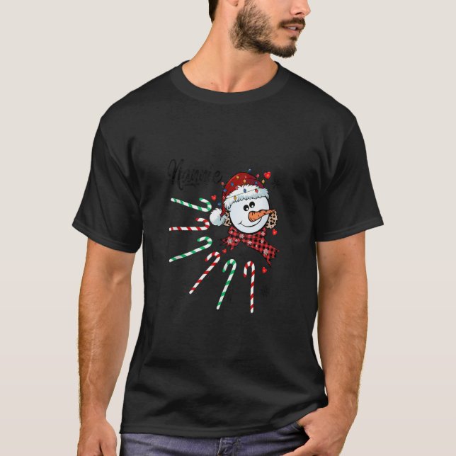 T-shirt Nannie Snowman Sucre de canne Noël Noël Noël Noël  (Devant)