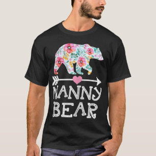 T-shirt Nanny Bear Maman Grand-mère Floral Bonne fête des