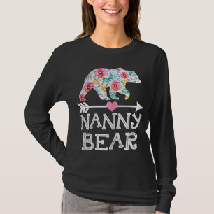 T-shirt Nanny Bear Maman Grand-mère Floral Bonne fête des