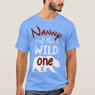 T-shirt Nanny Bear Of The Wild One Red Plaid Funny 1st Bir
