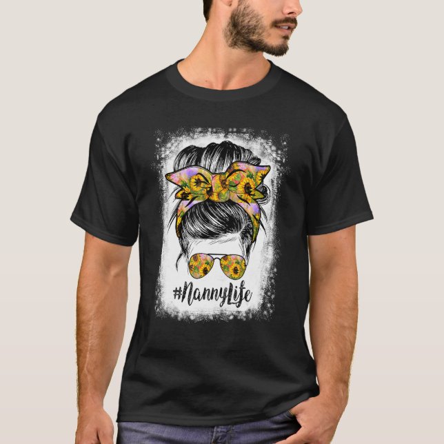 T-shirt Nanny Life Bleached Nanny Life Sunflower Messageri (Devant)