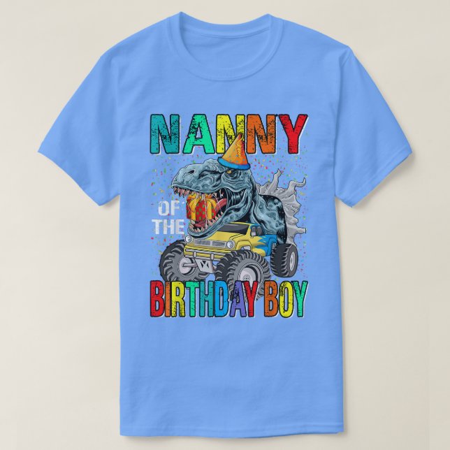 T-shirt Nanny Of The Birthday Boy Monster Truck Dinosaur (Design devant)