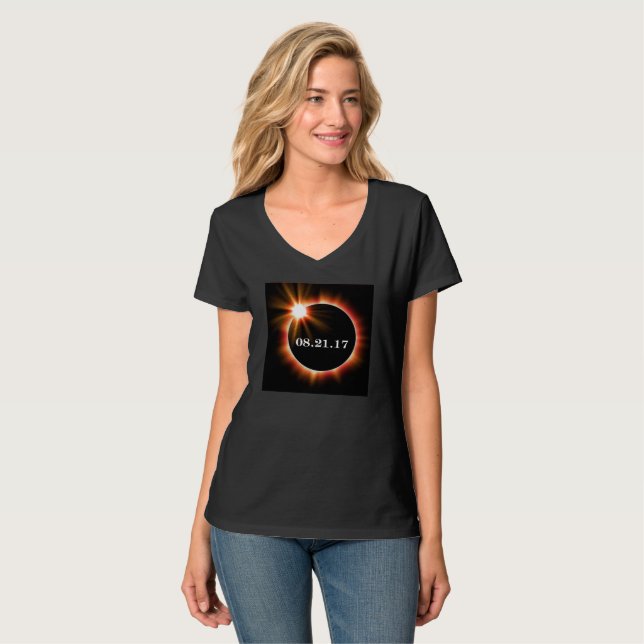 T-shirt nano d'éclipse de V-cou de Hanes des (Devant entier)