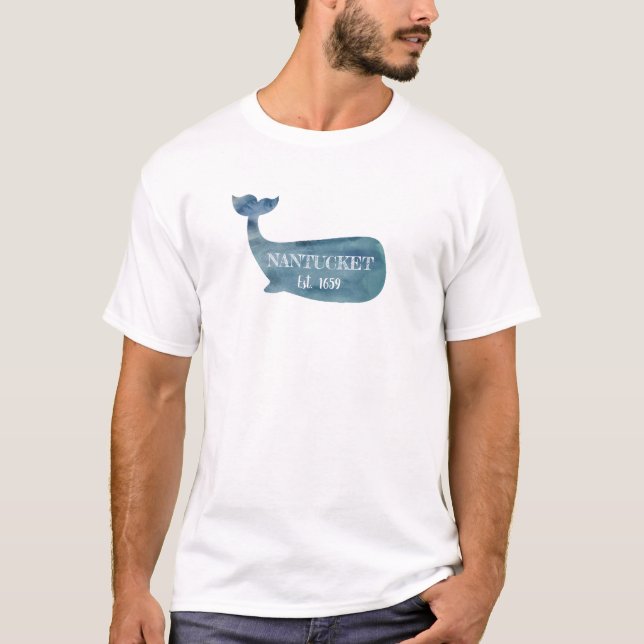 T-shirt Nantucket Blue Whale Beach long manches (Devant)