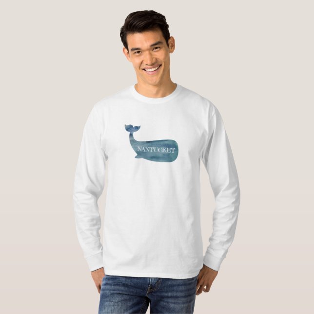 T-shirt Nantucket Blue Whale Beach long manches (Devant entier)