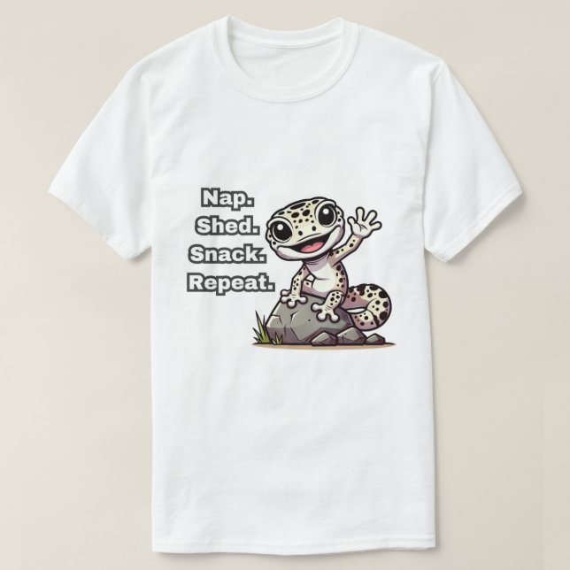 T-shirt Nap. Shed. Snack. Recommencer. Funny Leopard Gecko (Design devant)