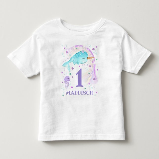 T-Shirt Narwhal Personnalisé Girl Narwhal T-Shirt (Devant)