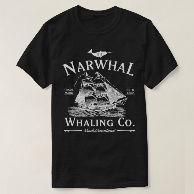 T-shirt Narwhal Whaling Co  (Design devant)