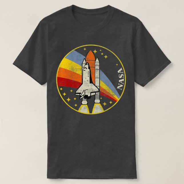 T-shirt NASA Shuttle Launch In Rainbow (Design devant)