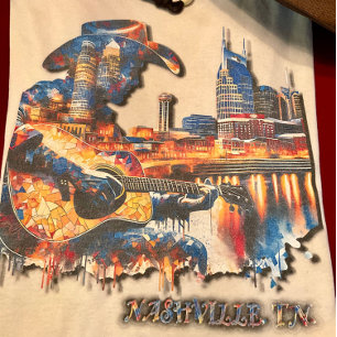 T-shirt Nashville Est Musique Ville Mosaïque Design Carrea