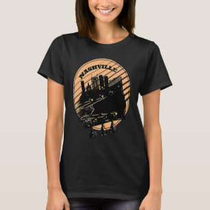 T-shirt Nashville Music Guitar USA Skyline Silhouette Outl