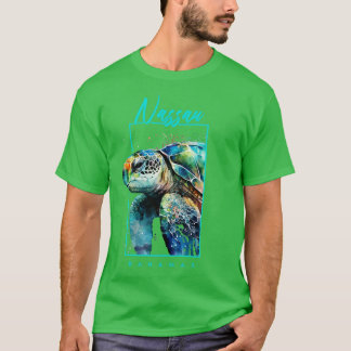 T-shirt Nassau Bahamas Aquarelle Portrait de tortue marine