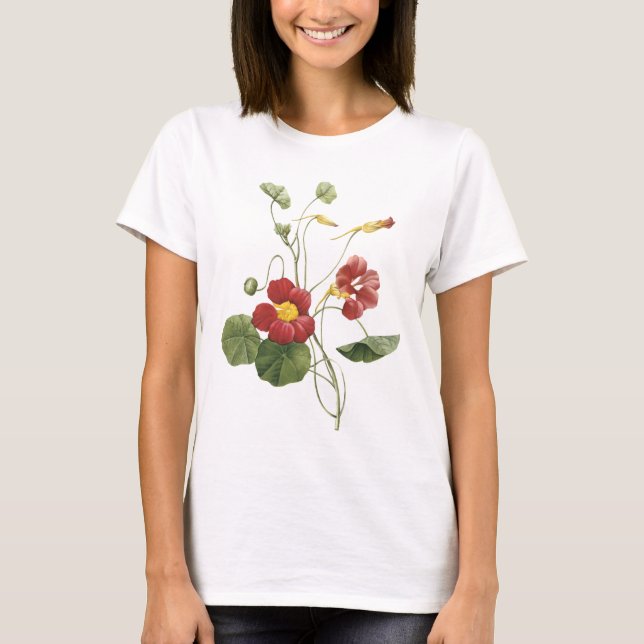 T-shirt nasturce (majus de Tropaeolum) par Redouté (Devant)