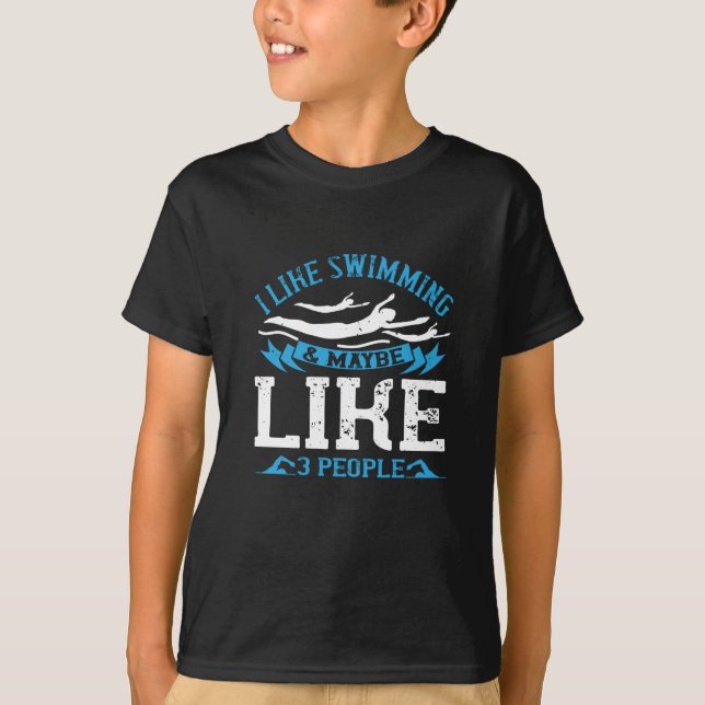T-shirt Natation - J'aime nager et 3 personnes (Devant)