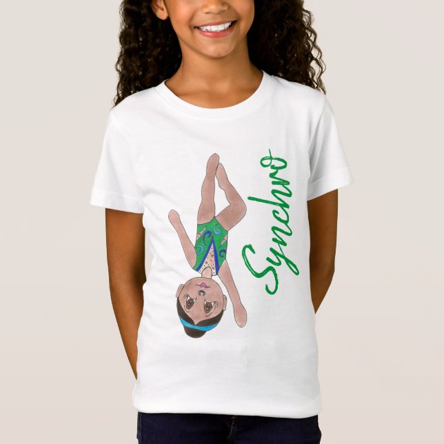 T-Shirt Natation synchronisée Green Synchro Swimmer Girl (Devant)