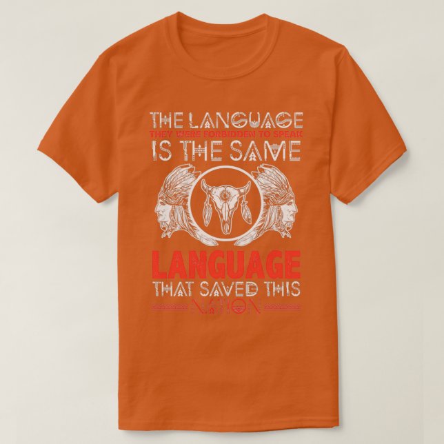 T-shirt Nation de langue interdite du crâne amérindien (Design devant)