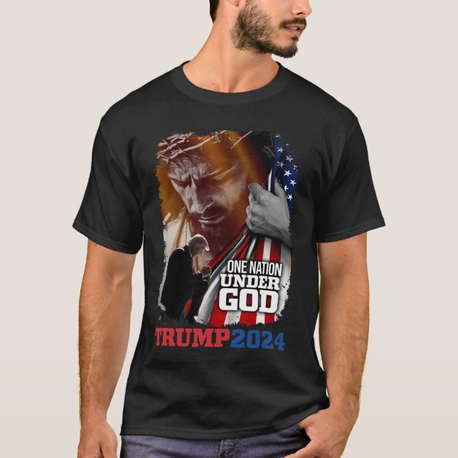 T-shirt Nation sous Dieu Président Trump 2024 America Chri (Devant)