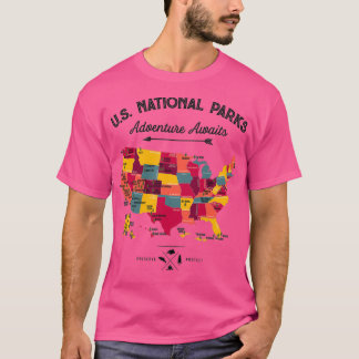 T-shirt National Park Map Vintage All 59 National Parks Gi