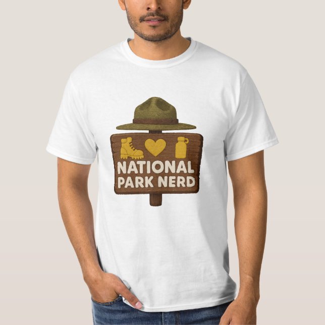 T-shirt National Park Nerd Men's Premium (Devant)