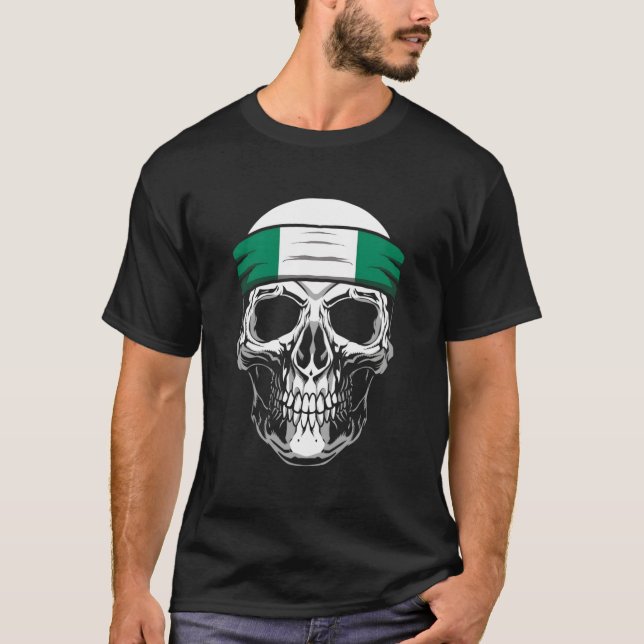 T-shirt Nationalité Pays Origine - Drapeau crânien Nigeria (Devant)