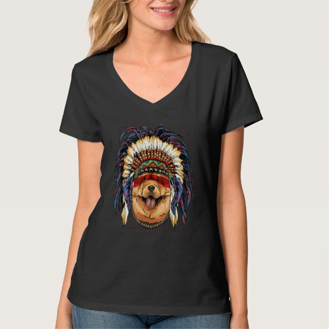 T-shirt Native American Indian Chow Chow Dog Indigenous Pe (Devant)