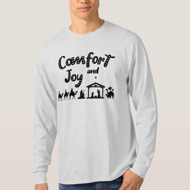T-shirt Nativité De Noël Chrétienne Confort Et Joie (Devant)