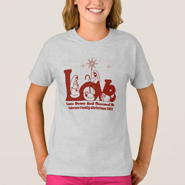 T-shirt Nativité de Noël de la famille chrétienne personna (Devant)