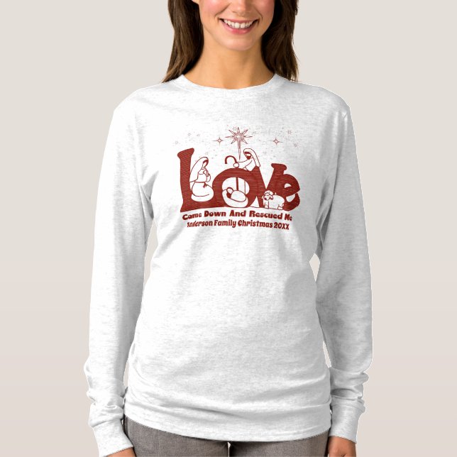 T-shirt Nativité de Noël de la famille chrétienne personna (Devant)
