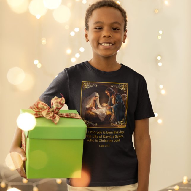 T-shirt Nativité de Noël Sainte Famille Religieuse Luc 2:1 (Créateur téléchargé)