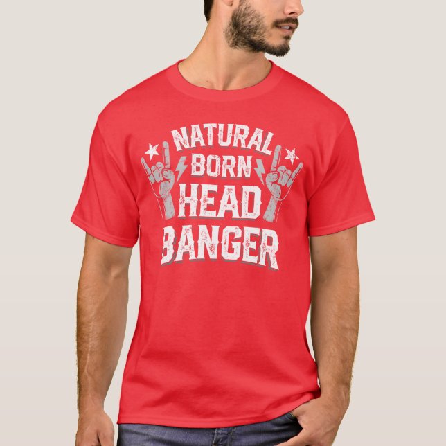 T-shirt Natural born Headbanger Devil horns Heavy Metal gi (Devant)