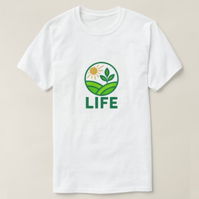 T-shirt Nature Green Design – Life Logo (Design devant)